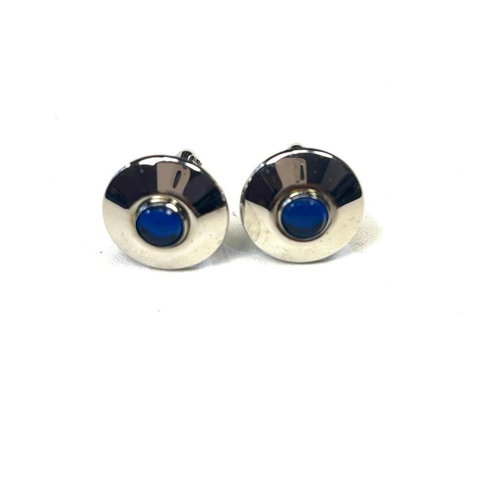 Vintage Blue and Silver Tone Cuff Links