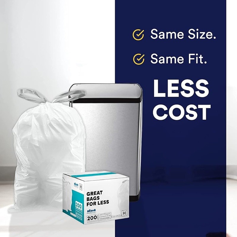 Durable Trash Bags Strong Drawstring Multi-Purpose Eco-Friendly 10-10.5 Gallon