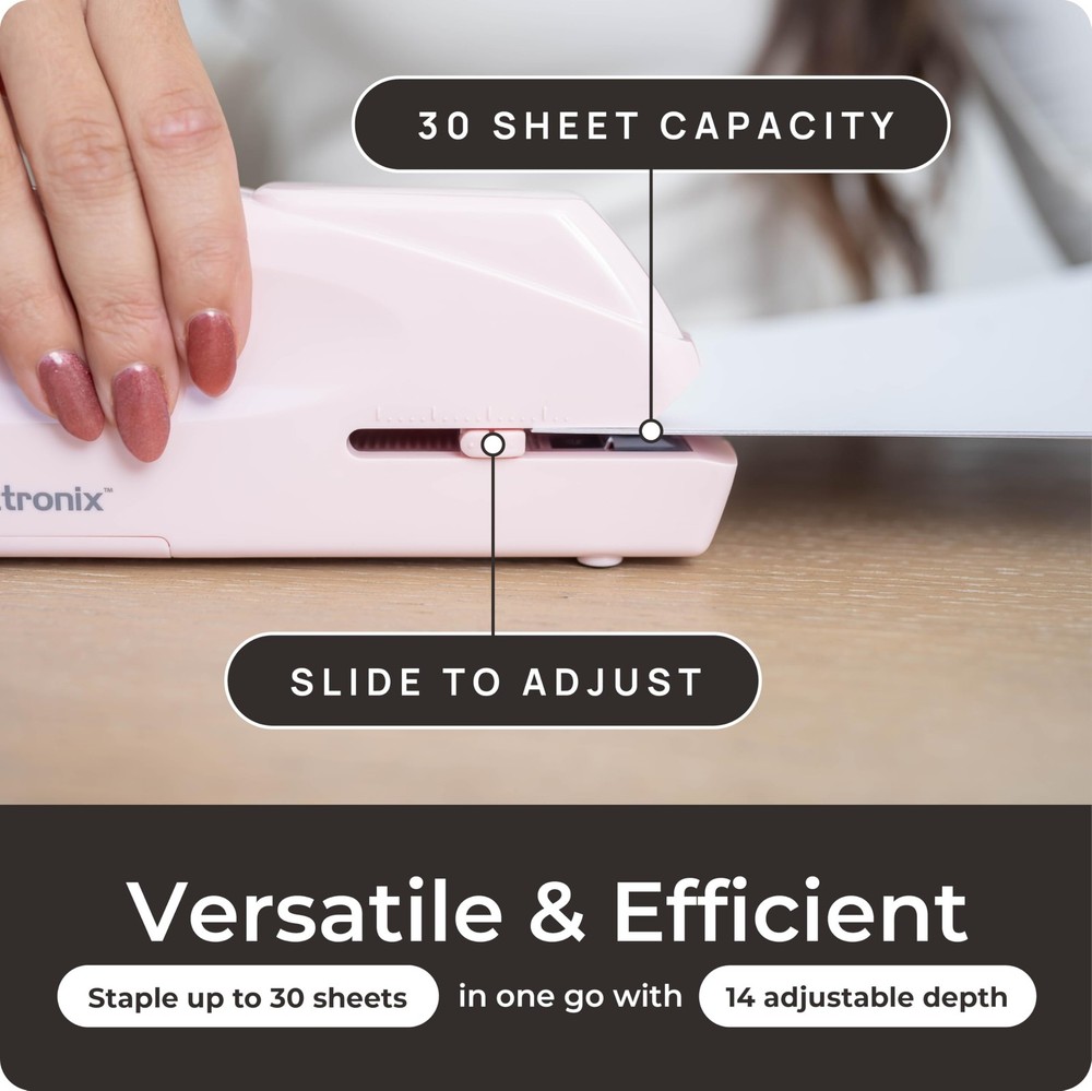 Portable Automatic Electric Stapler Pro 30 Sheet Capacity, Quiet Operation, ...