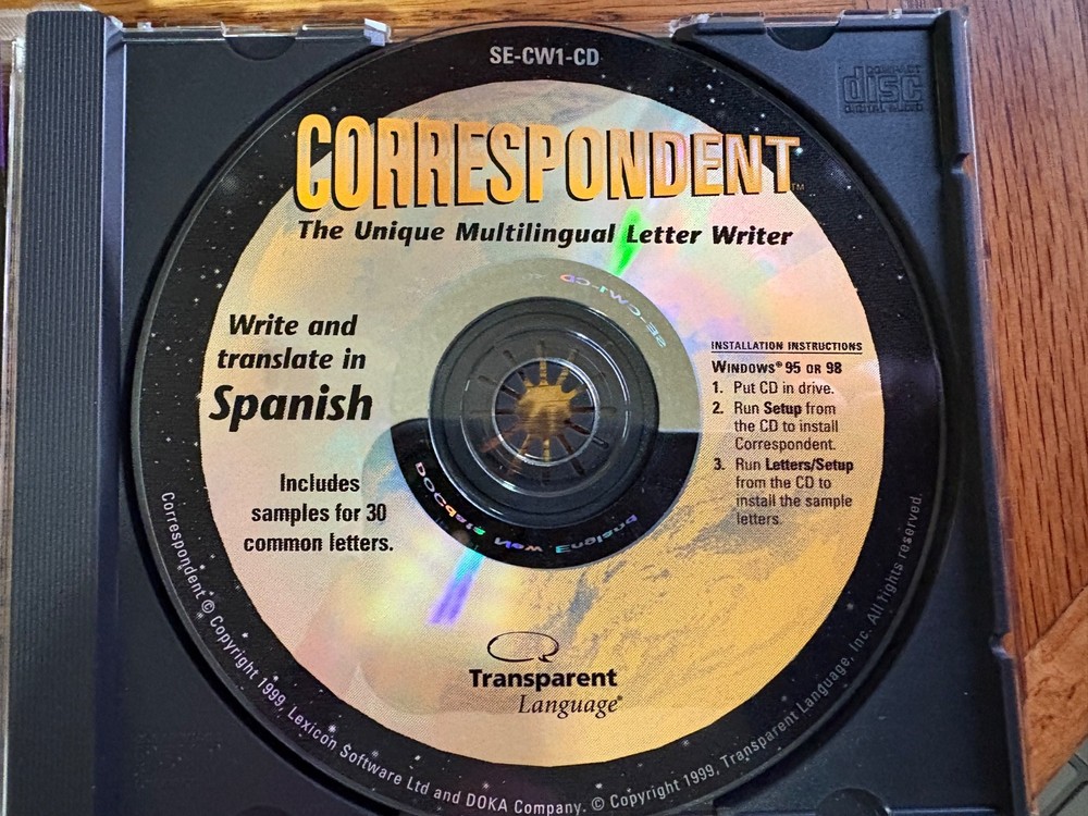Transparent Language Correspondent CD Software 1999