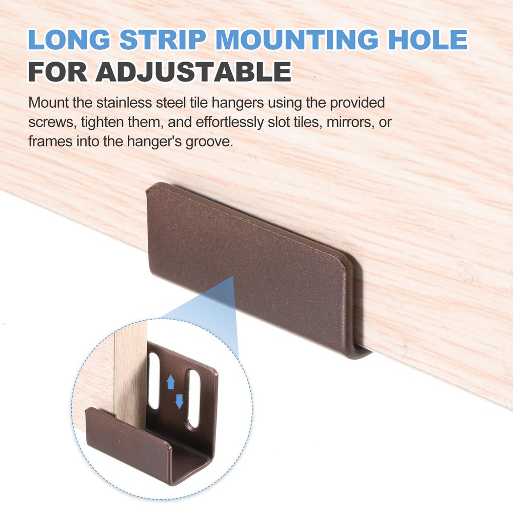 10 Pcs Adjustable Tile Hooks, Black Bronze, Width 10mm (3/8")