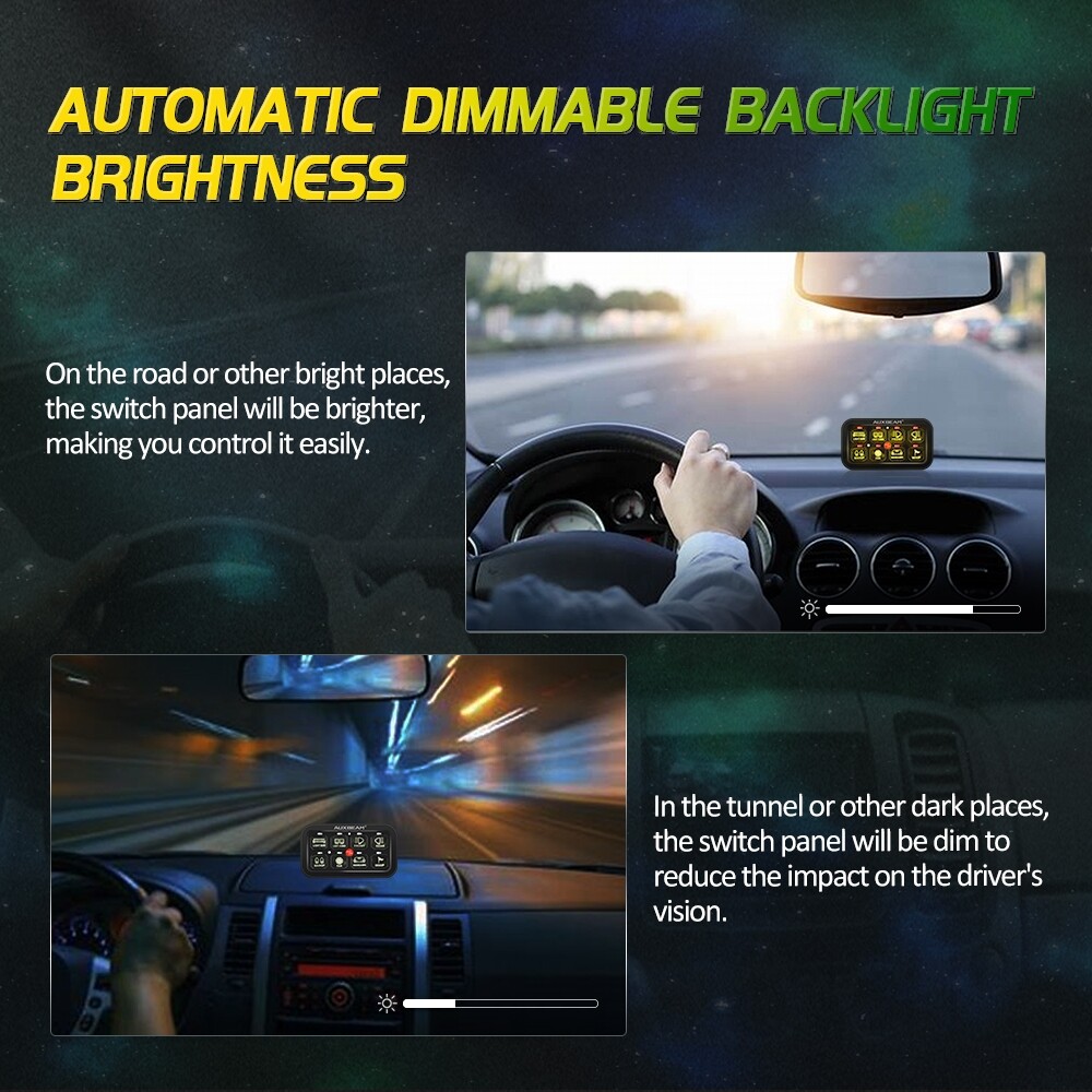 Auxbeam Multifunction RGB 8 Gang Switch Panel with bluetooth Controlled for JEEP