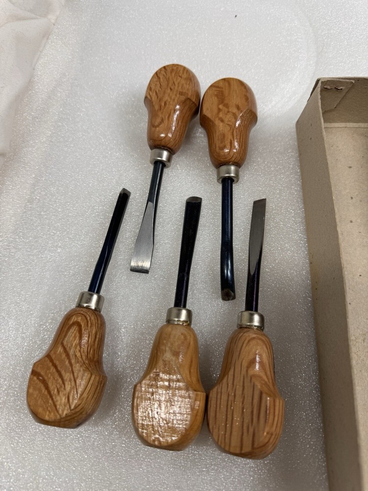5 Piece Mifer Wood Palm Carving Set Wood Working Tools Chisels Gouges Ref 500