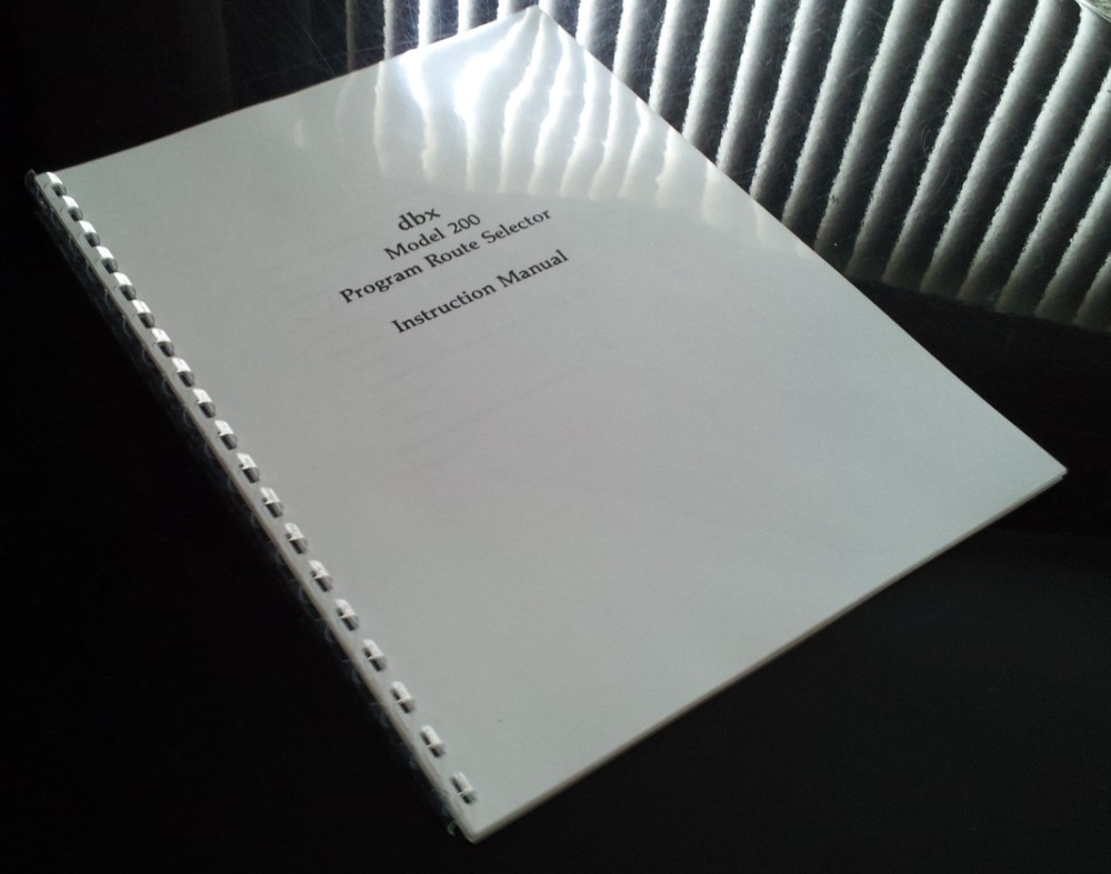 DBX-200 Program Route Selector Instruction Manual - Owners Manual
