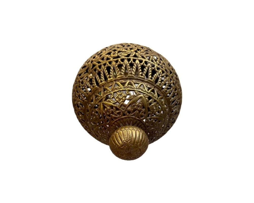 Vintage Hanging Middle Eastern Pierced Brass Lantern