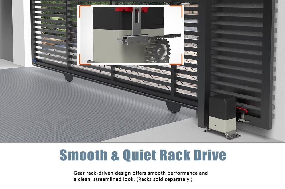 Blütezeit Automatic Sliding Gate Opener 900lb with Nylon Racks & IR Sensor
