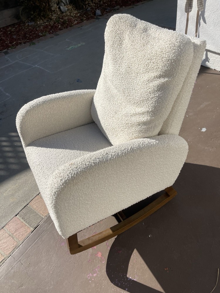 Modern Wool White Nursery Rocking Chair
