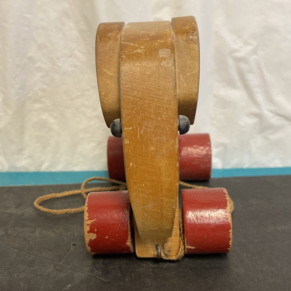 VINTAGE Wood Elephant 4 Wheel String Pull Toy