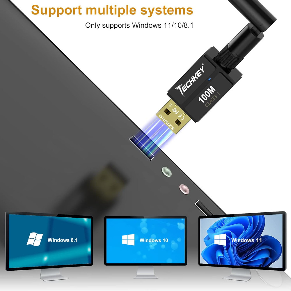 Long Range USB Bluetooth 5.3 Adapter for Desktop PC - 328FT Wireless Transfer fo