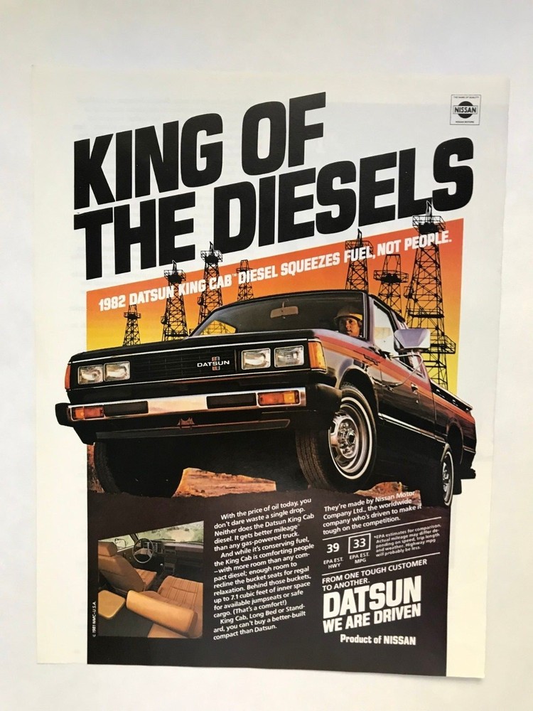 Datsun King Cab Vintage 1982 Print Ad