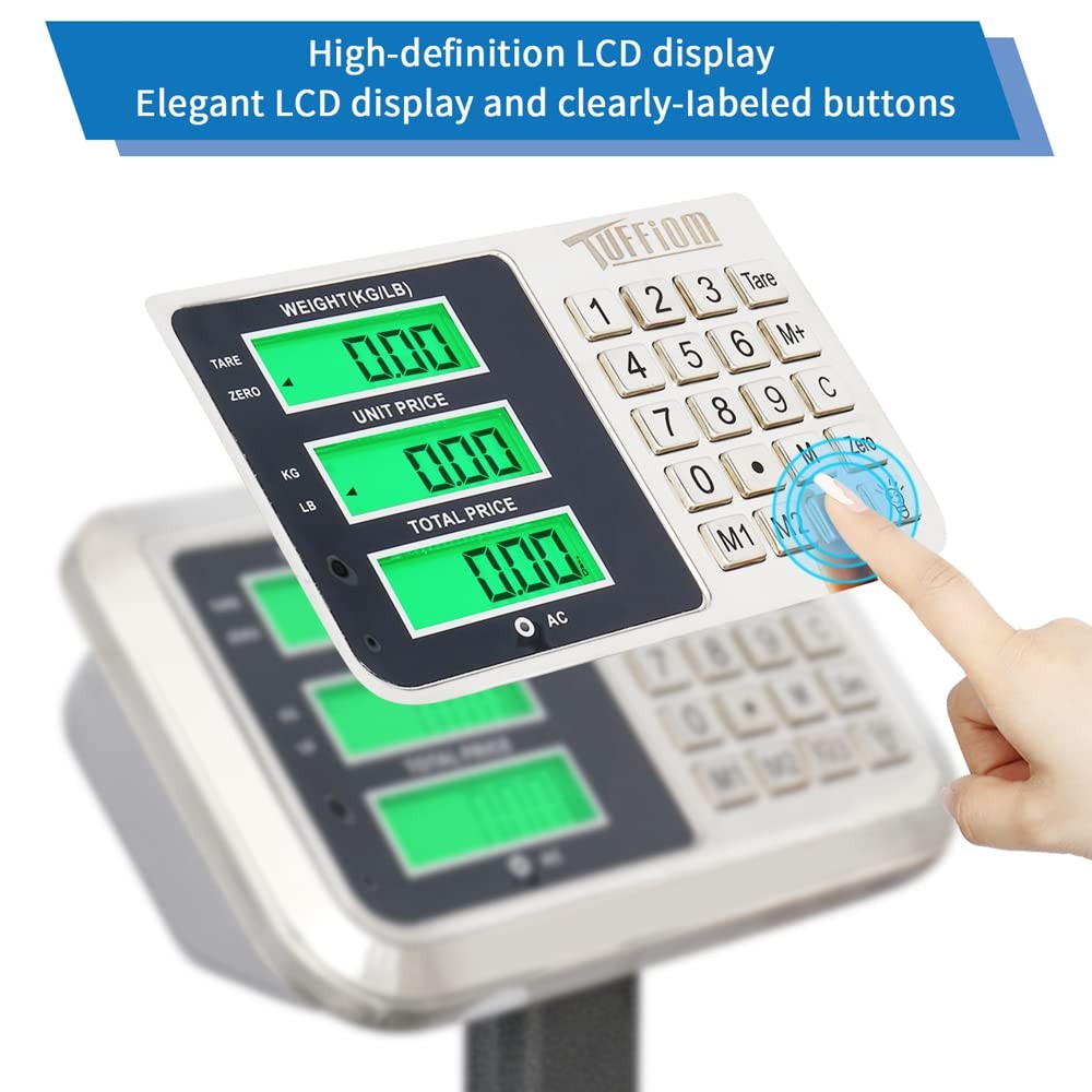 661lbs Electronic Industrial Platform Scale,High-Definition LCD Display Grey