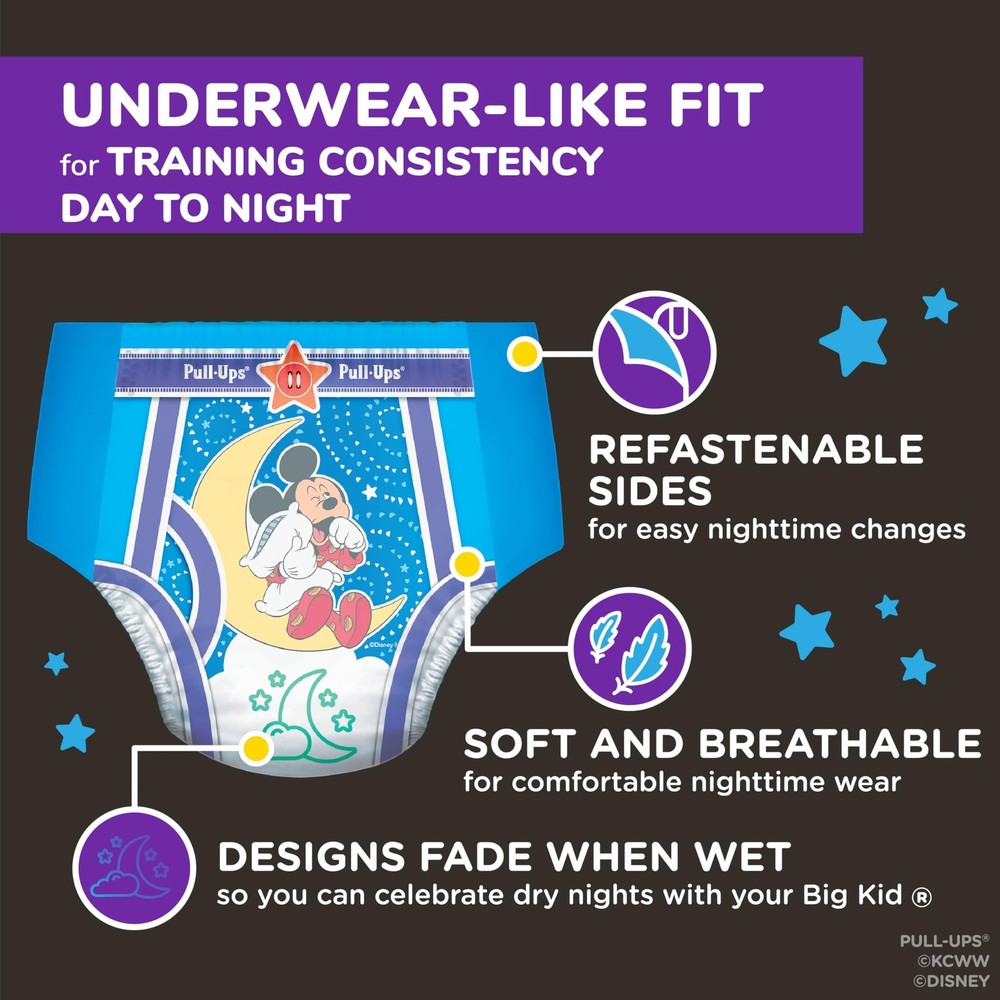Pull-Ups Boys' Night-Time Potty Training Pants, Size 5T-6T, Multi-colored