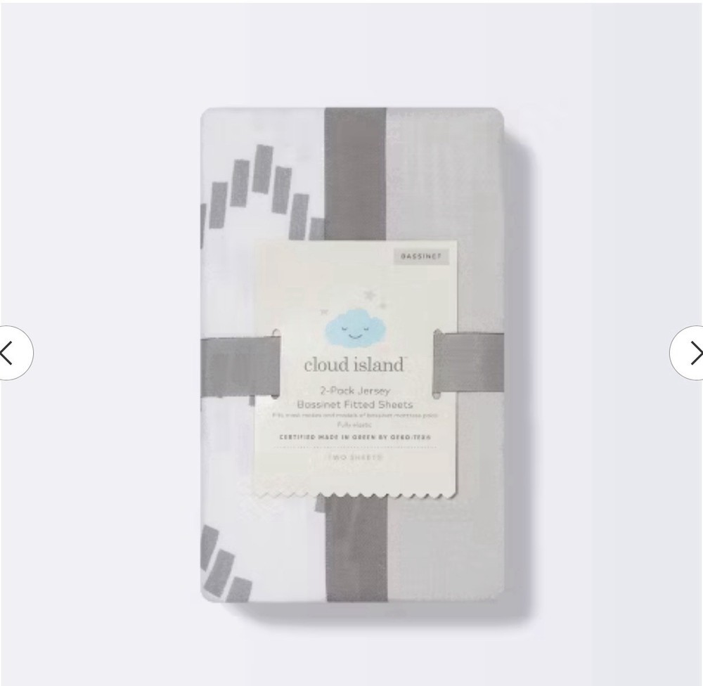 Cloud Island Jersey Crib Fitted Sheets 2–pack Grey Chevron