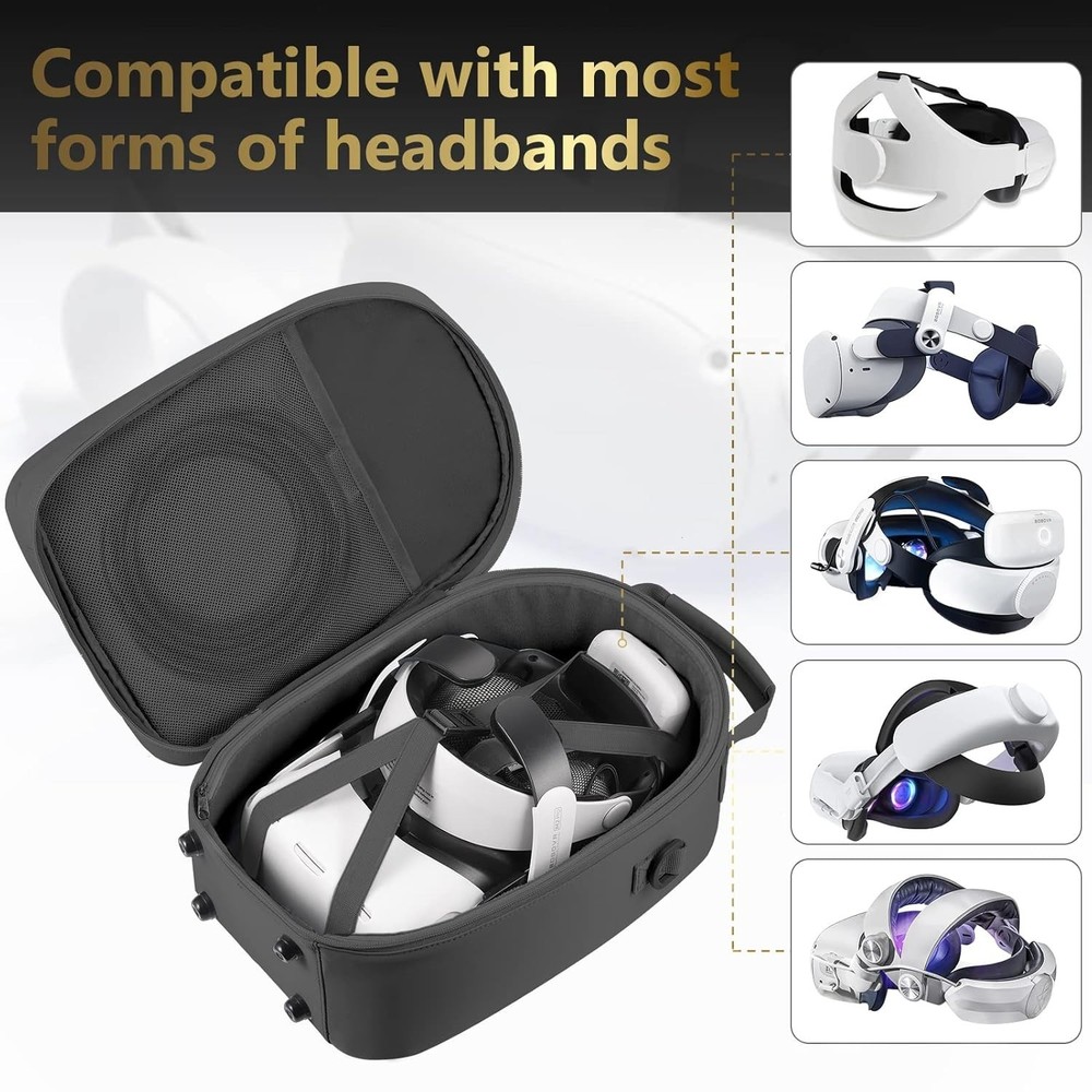 Protective Storage Case for Meta Quest 3 with Jetted Pockets & Comfortable Strap