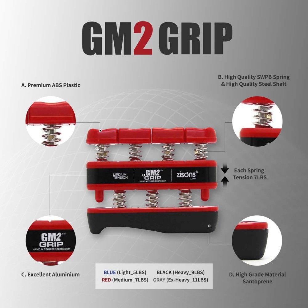 GM2 Grip Exerciser, Hand Finger Exerciser. Black (9lb per