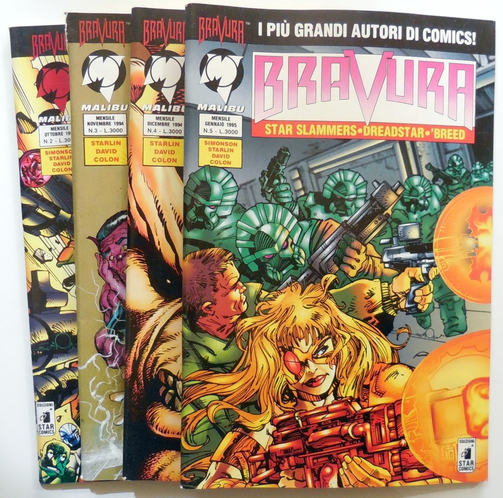 MALIBU STAR COMICS LOT SEQUENCE BRAVERY N.2-5 1995