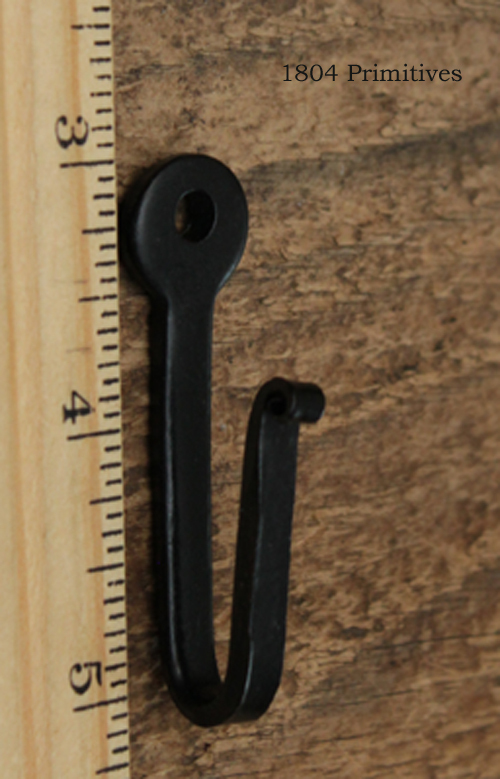 Set of 2 --- Primitive Black Iron HOOKS --- 2.25" tall