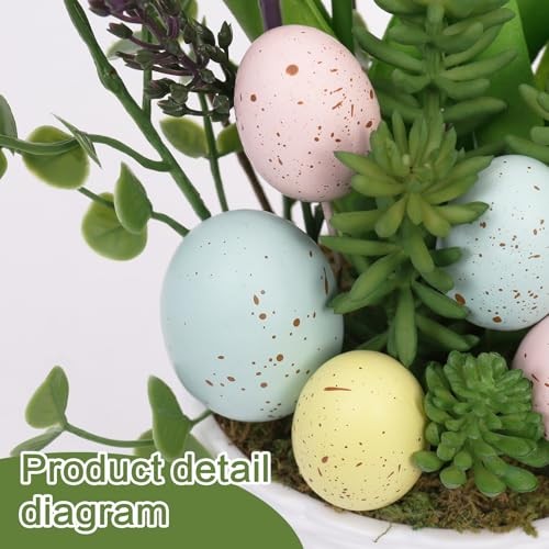 Easter Decorations, Artificial Easter Egg Tulip Flower Potted Table Pink
