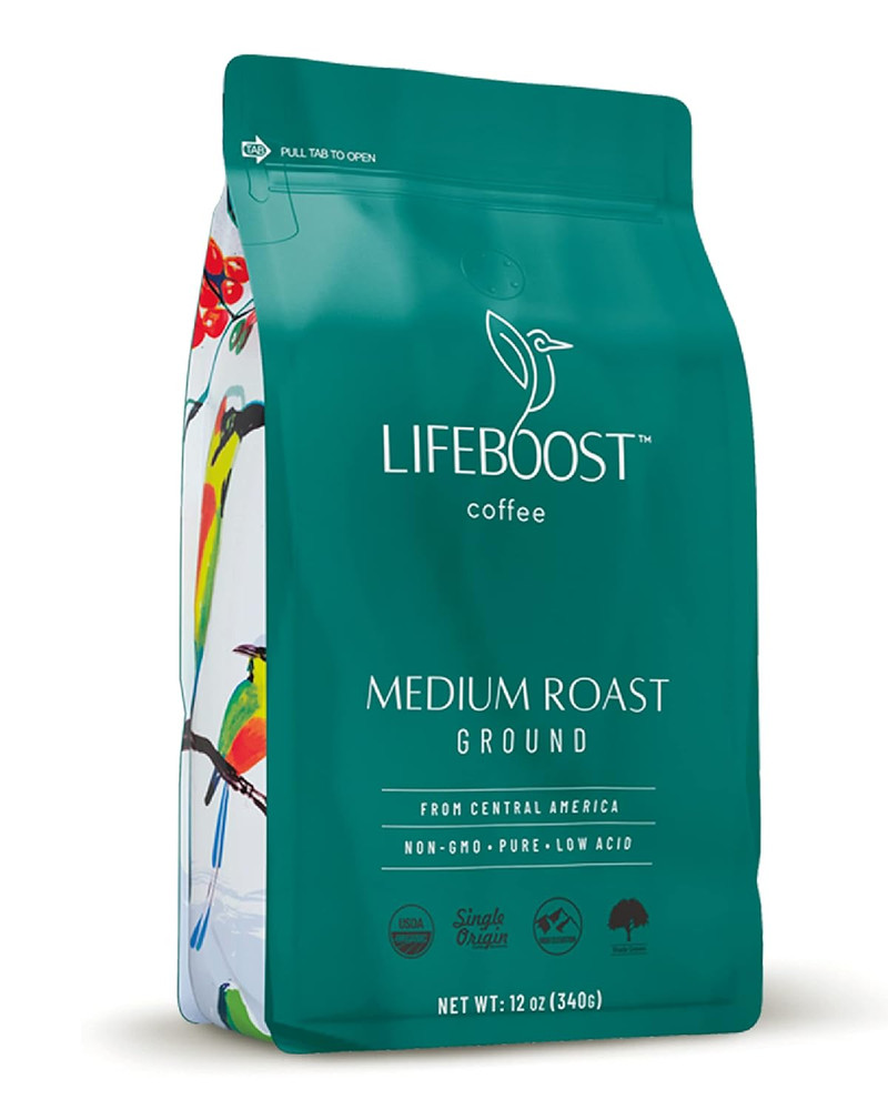 Coffee Ground Medium Roast Coffee - Low Acid Single Origin USDA Organic Coffe...