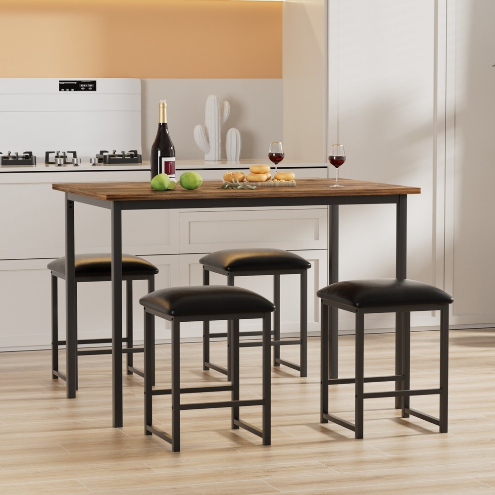 Dining Table Set for 4 Small Space Kitchen Breakfast Table Chairs Set, 4 Stools