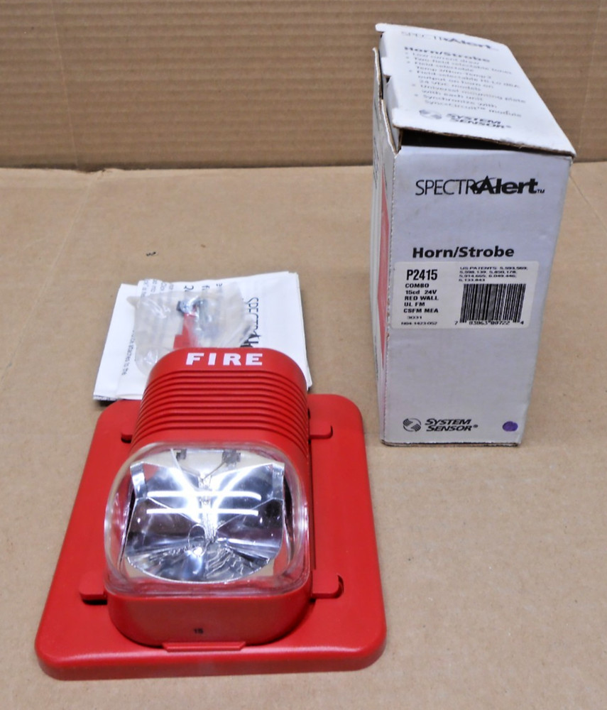 NEW SYSTEM SENSOR P2415 COMBO HORN STROBE RED WALL 15CD 24V (3 AVAILABLE)