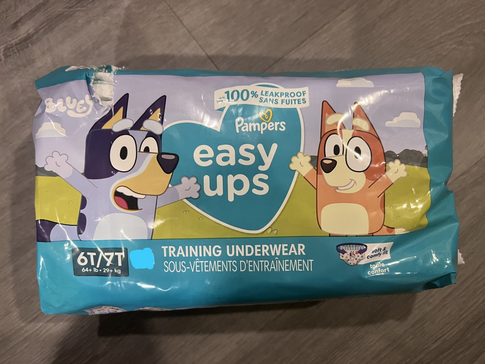 New Bluey diaper pullup sample lot, Luvs size 8, Easy Ups size 6T-7T