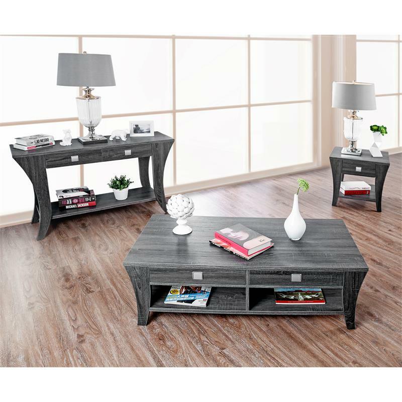 Bowery Hill Transitional Wood Storage End Table in Gray