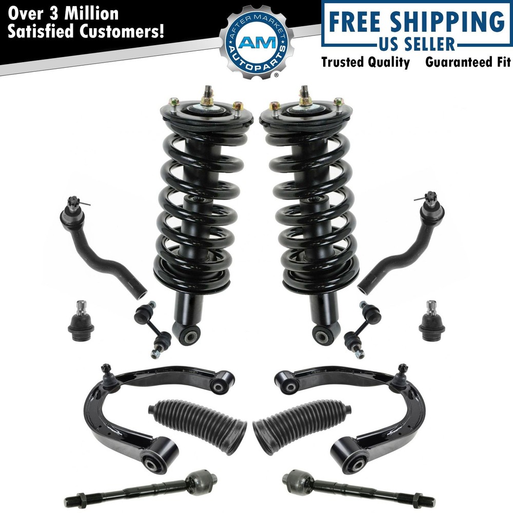 Front Strut Spring Assembly Control Arms Tie Rods Sway Bar Link Kit 14 Pc Set