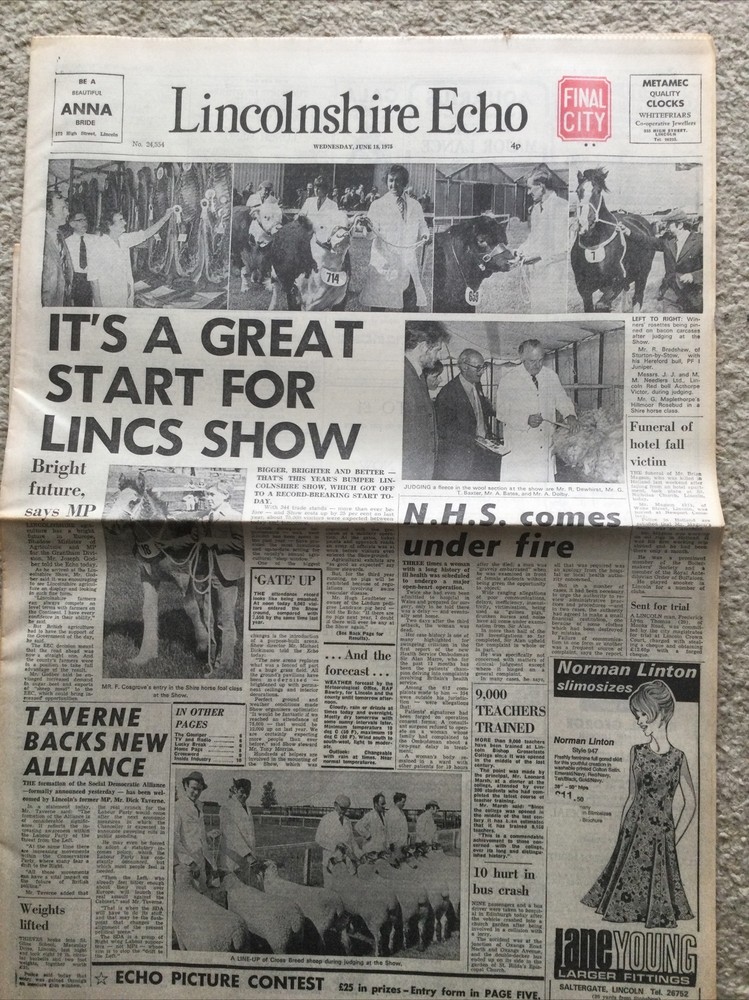 Lincolnshire Echo Newspaper 18th June 1975