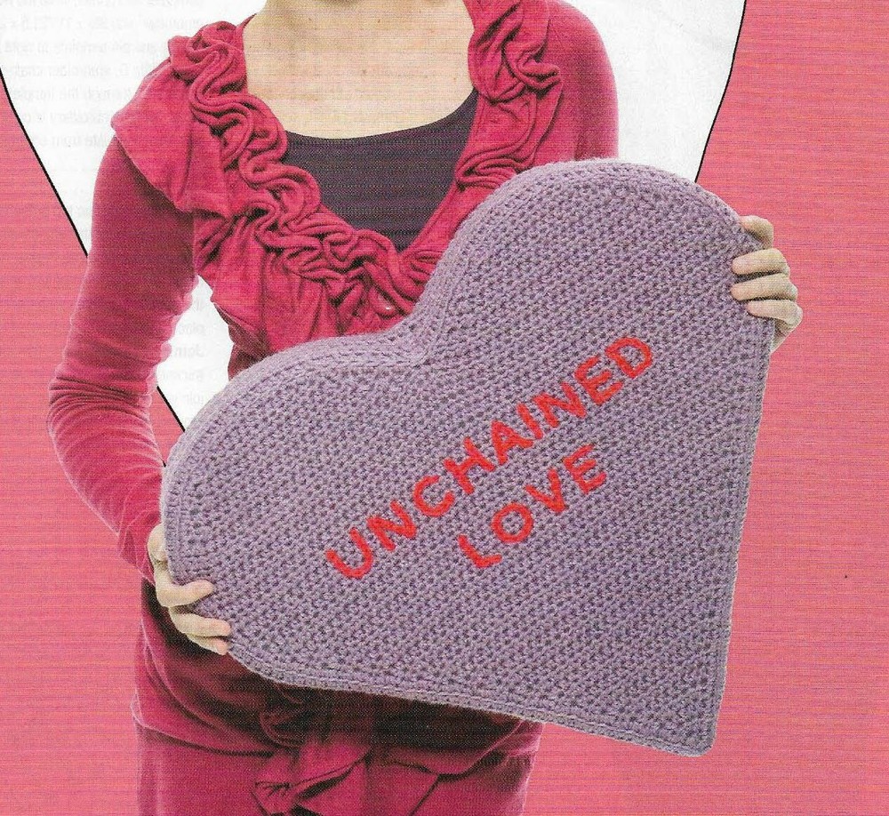 CONVERSATION HEARTS PILLOWS HOME DECOR CROCHET PATTERN INSTRUCTIONS