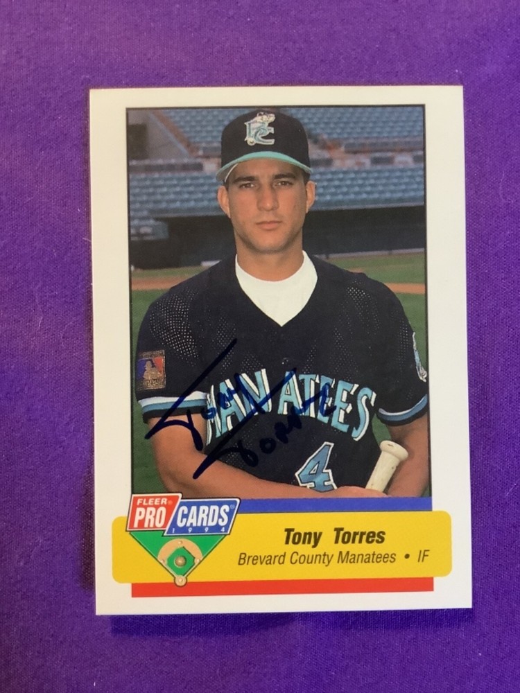 TONY TORRES SIGNED CARD 1994 FLEER PRO CARDS BREVARD COUNTY MARLIN MANATEES AUTO
