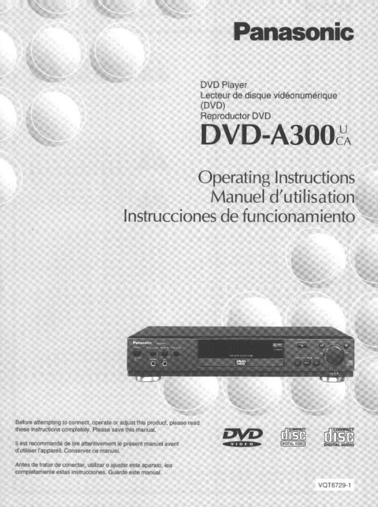 Panasonic DVD-A300 DVD Player Owners Instruction Manual