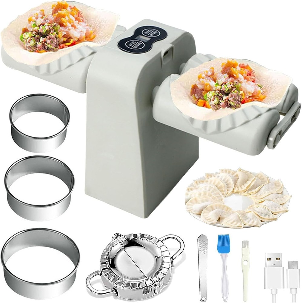 Electric Dumpling Maker Machine Double Head Auto Quick Rechargeable Kitchen Tool