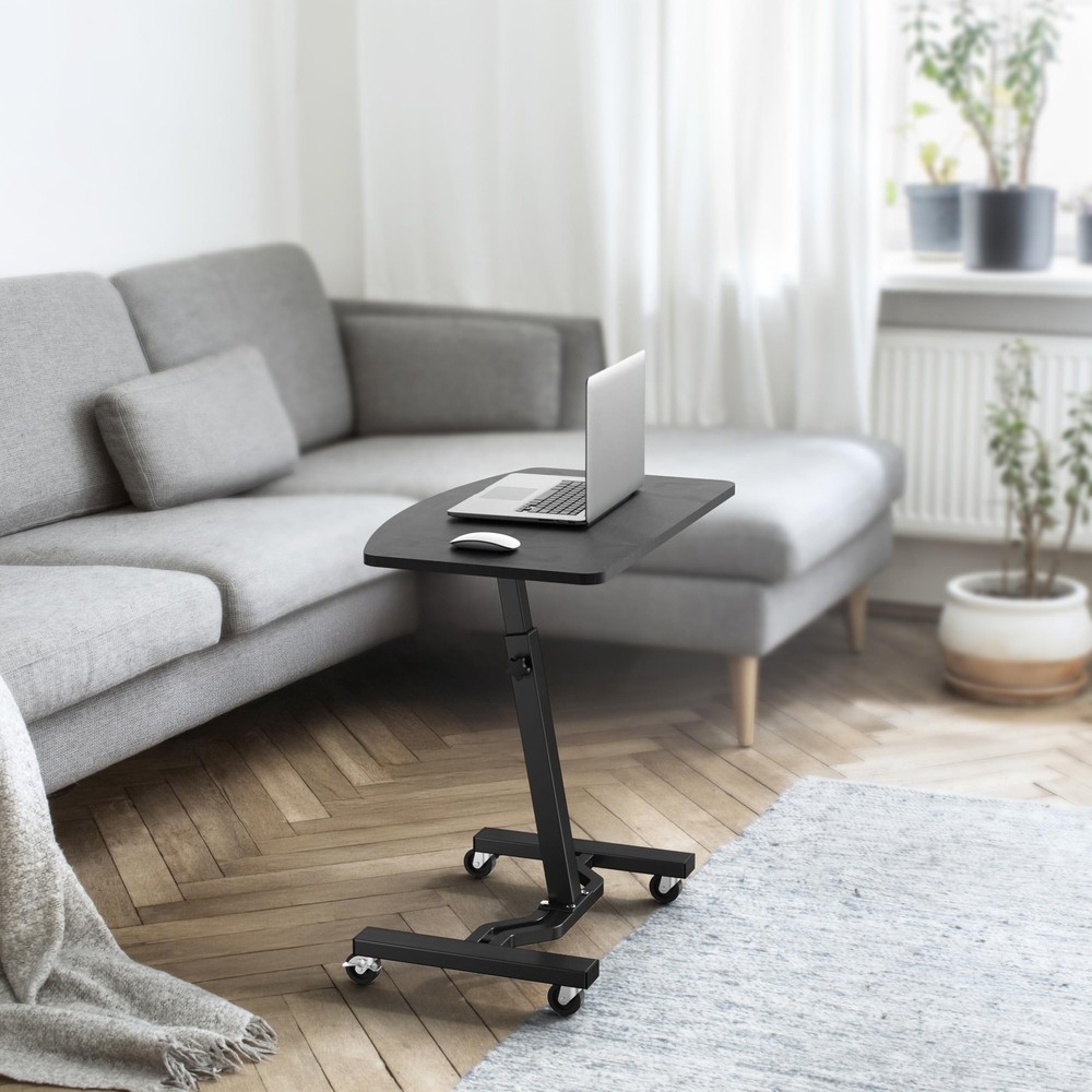 SHW Mobile Height Adjustable Laptop Rolling Standard - 15'' x 25'', Black