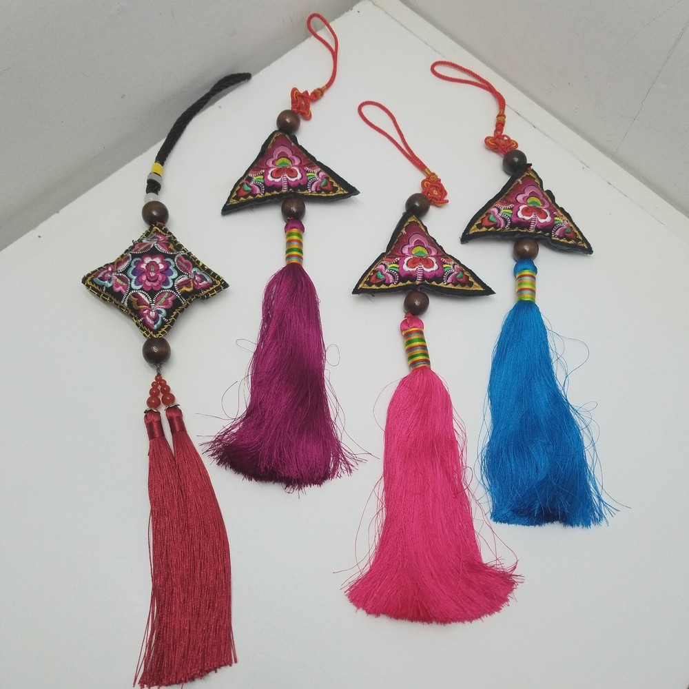 Embroidered Lucky Charm Floral with Tassel Lamp Pull Chain