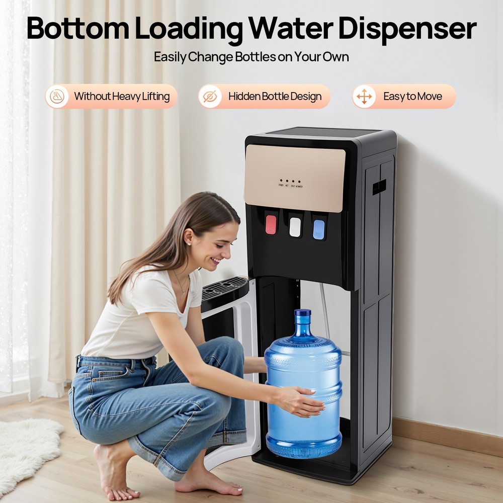 500W Bottom Loading Water Cooler Dispenser Hot & Cold Water Floor Standing