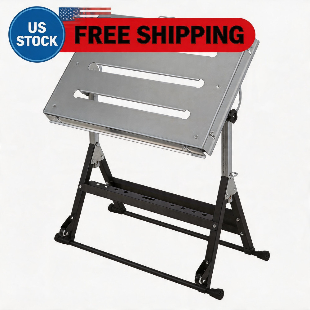 44x21 Inch Steel Folding Workbench 500 Lbs Load Capacity, Adjustab Welding Table