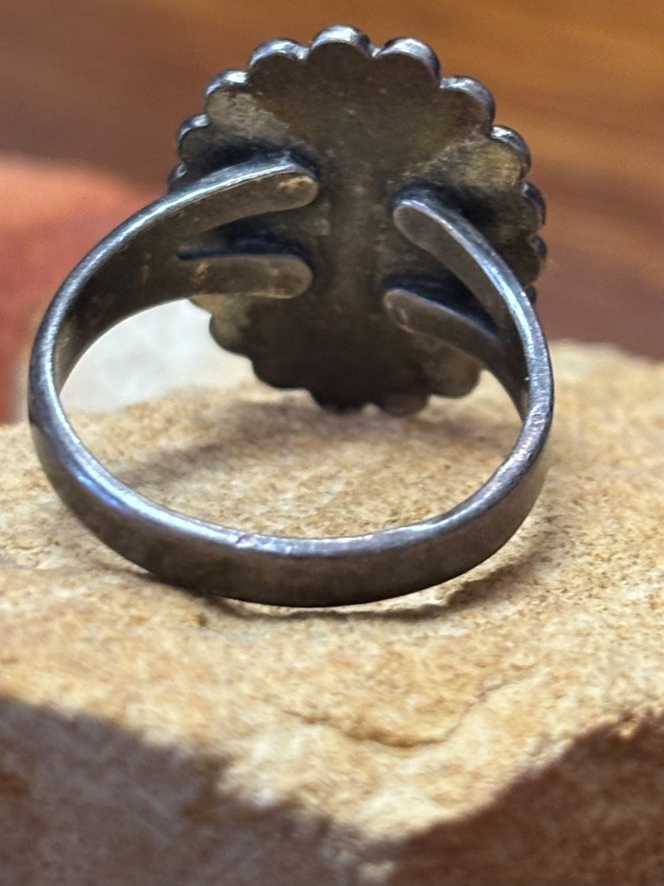 Vintage Sterling Silver Turquoise Ring Size 6.75