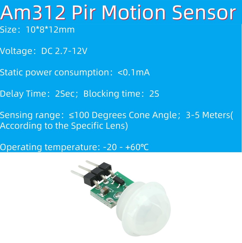 10 Pcs AM312 Mini PIR Motion Sensor Module Pyroelectric Human Infrared Sensor