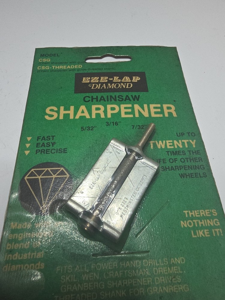 EZE-LAP Diamond Chainsaw Sharpener Model CSG 5/32'',3/16'',7/32'' Power Drill
