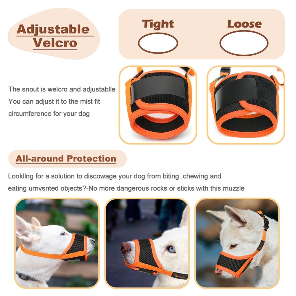 Dog Muzzle,Soft Nylon Muzzle Anti Biting Barking Chewing,Air Mesh Breathable ...