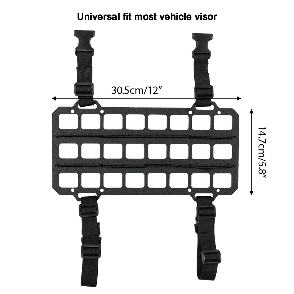 Car Tactical Rigid Molle Panel Sun Visor Organizer Storage Rack Rigid Panel-US