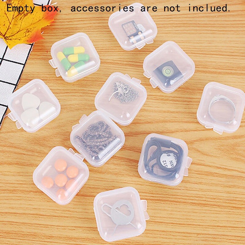 50/100PCS Mini Plastic Boxes Clear Small Jewellery Storage Container Empty Box