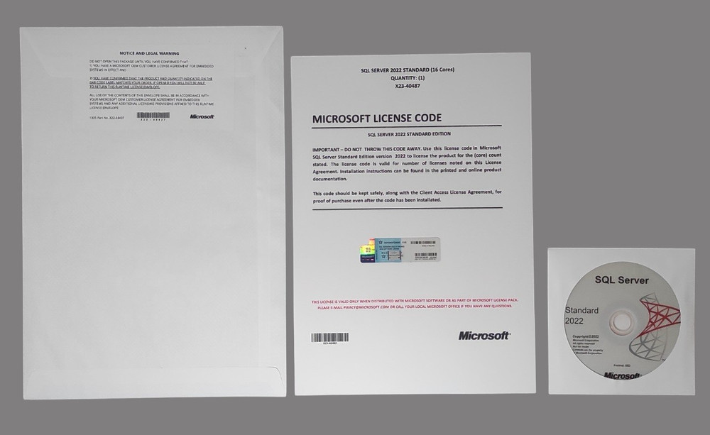 SQL Server 2022 Standard 16 Cores unlimited User CALs with CoA