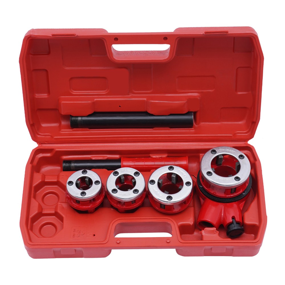 1/2''-1-1/4'' BSPT Plumber Set Red Ratchet Pipe Threader Iron Pipe Threading Kit