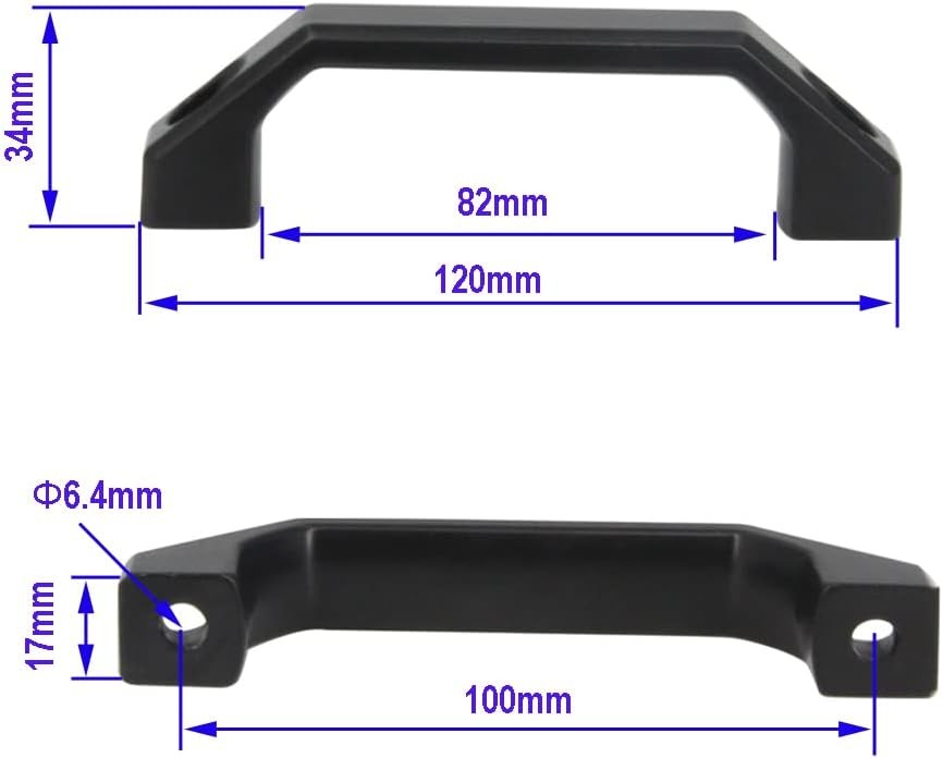 Black Aluminium Alloy Handle Rectangular Pull 2 Pcs