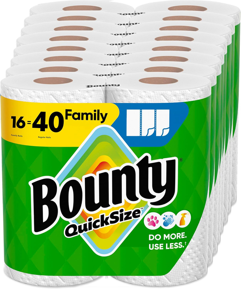 Paper Towels Quick Size, White, 16 Family Rolls = 40 Regular Rolls
