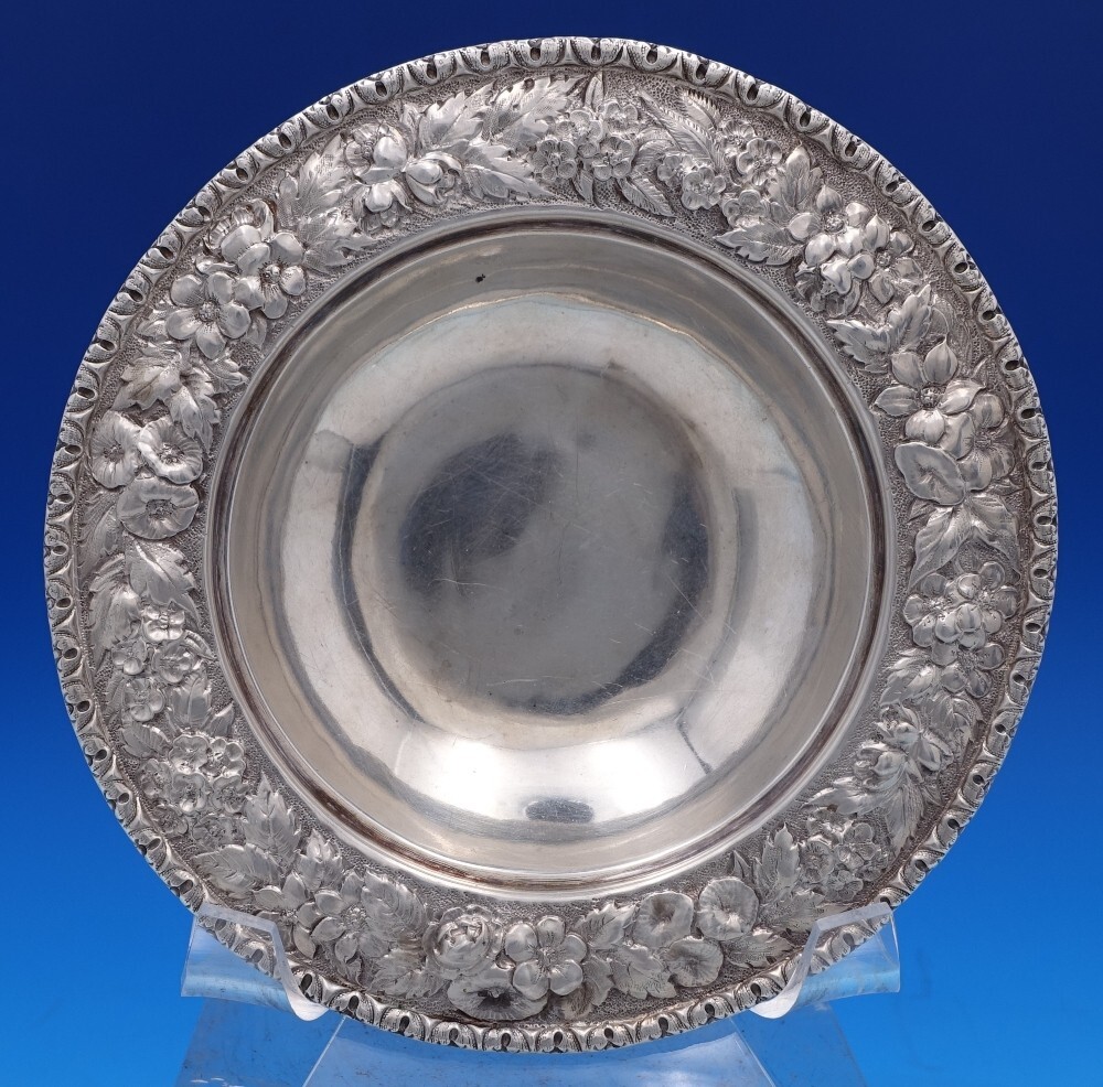 Repousse Sterling Silver unmarked Dip Dish Bowl 6 1/4" (#8368)
