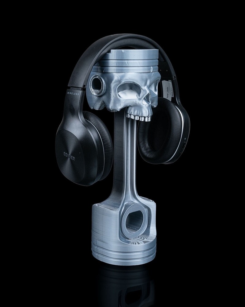 Piston Reaper Headphone Stand – 3D Printed Skull & Engine Design | Gamer