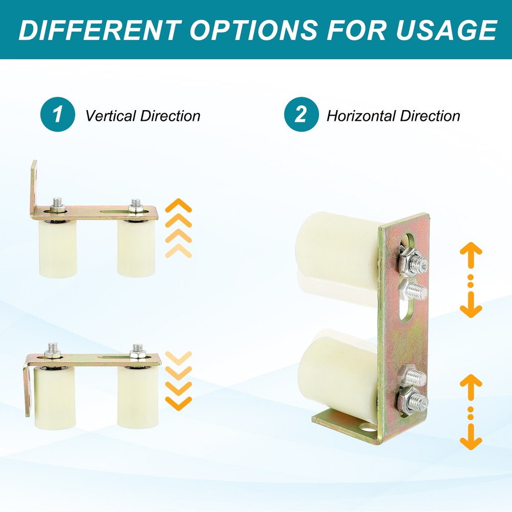 2Set Slide Gate Guide Roller 2.8" Adjustable Nylon Roller with Bracket, White
